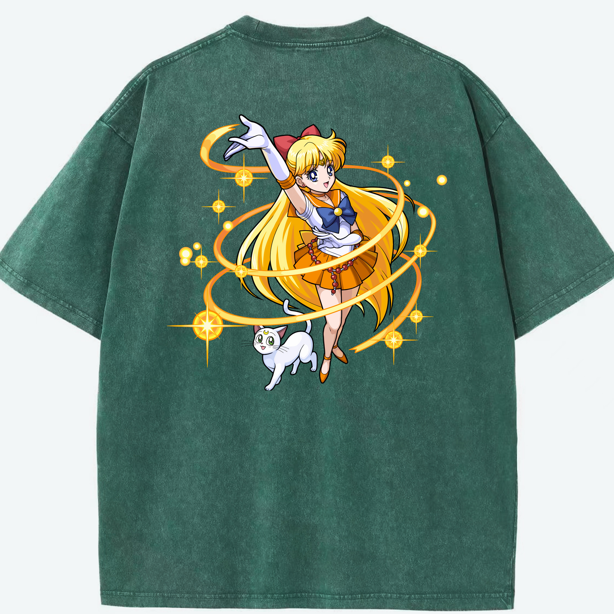 （画像用） 美少女戦士セーラームーン 愛野 美奈子 あいの みなこ Sailor Moon Aino Minako 綿100% ヴィンテージ風 半袖Tシャツ（背面プリント）